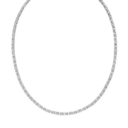 Sterling Silver Rhodium Plated Solid Round Byzantine Chain (4.10 mm)