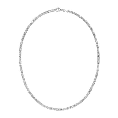 Sterling Silver Rhodium Plated Solid Round Byzantine Chain (4.10 mm)