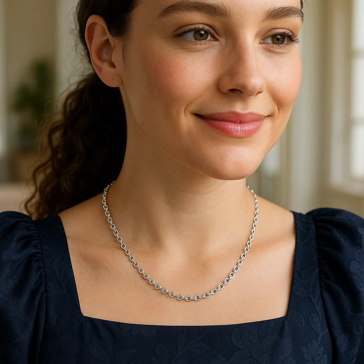 Sterling Silver Rhodium Plated Rolo Chain (4.70 mm)