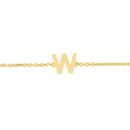 14K Yellow Gold Mini Initial W Bracelet