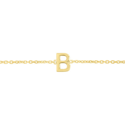 14K Yellow Gold Mini Initial B Bracelet