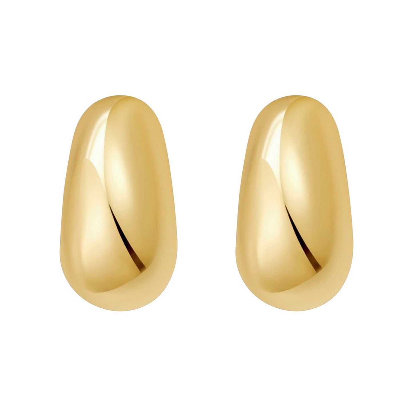 Sterling Silver Yellow Gold Plated Twisted Puff C Hoop Earrings