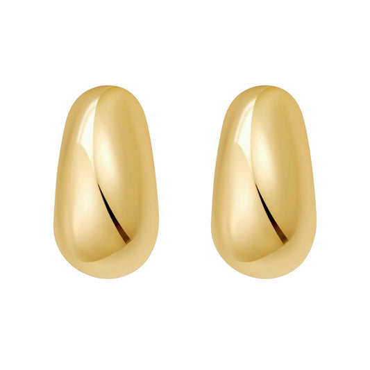 Sterling Silver Yellow Gold Plated Twisted Puff C Hoop Earrings