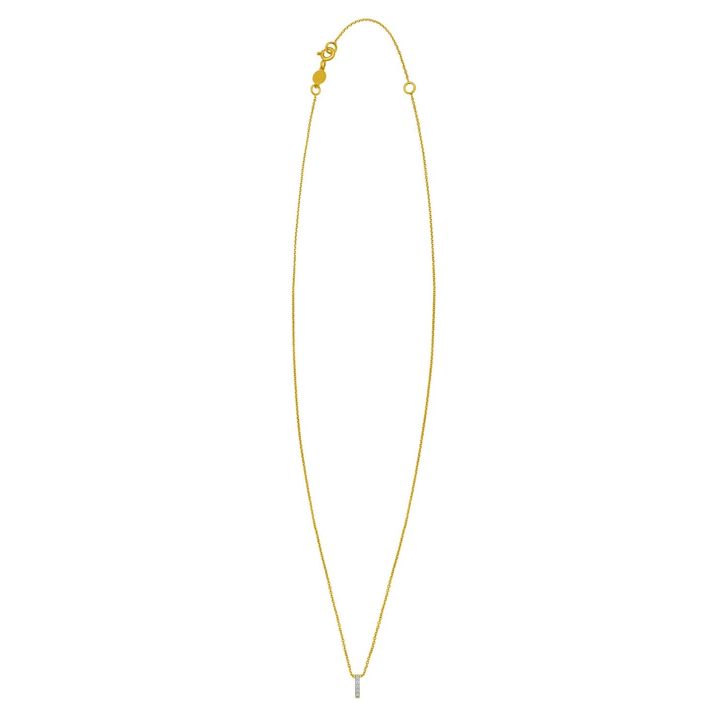 14K Yellow Gold Mini Diamond I Initial Pendant Necklace