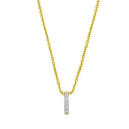 14K Yellow Gold Mini Diamond I Initial Pendant Necklace
