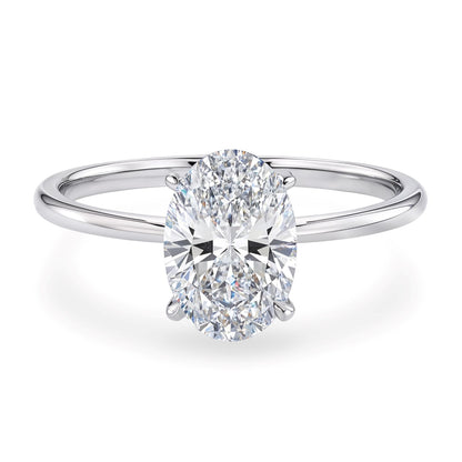 1 1/2 Carat Oval Lab Grown IGI G/VS1 Diamond Solitaire Ring in 14K White Gold