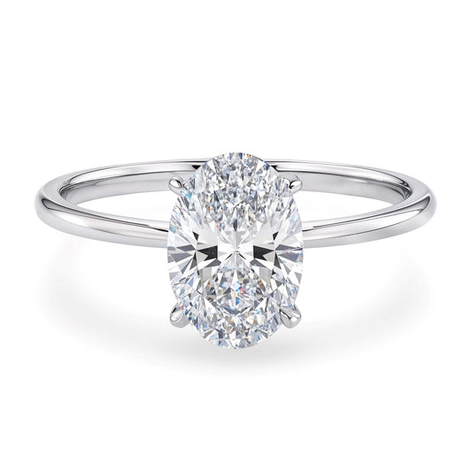 1 1/2 Carat Oval Lab Grown IGI G/VS1 Diamond Solitaire Ring in 14K White Gold