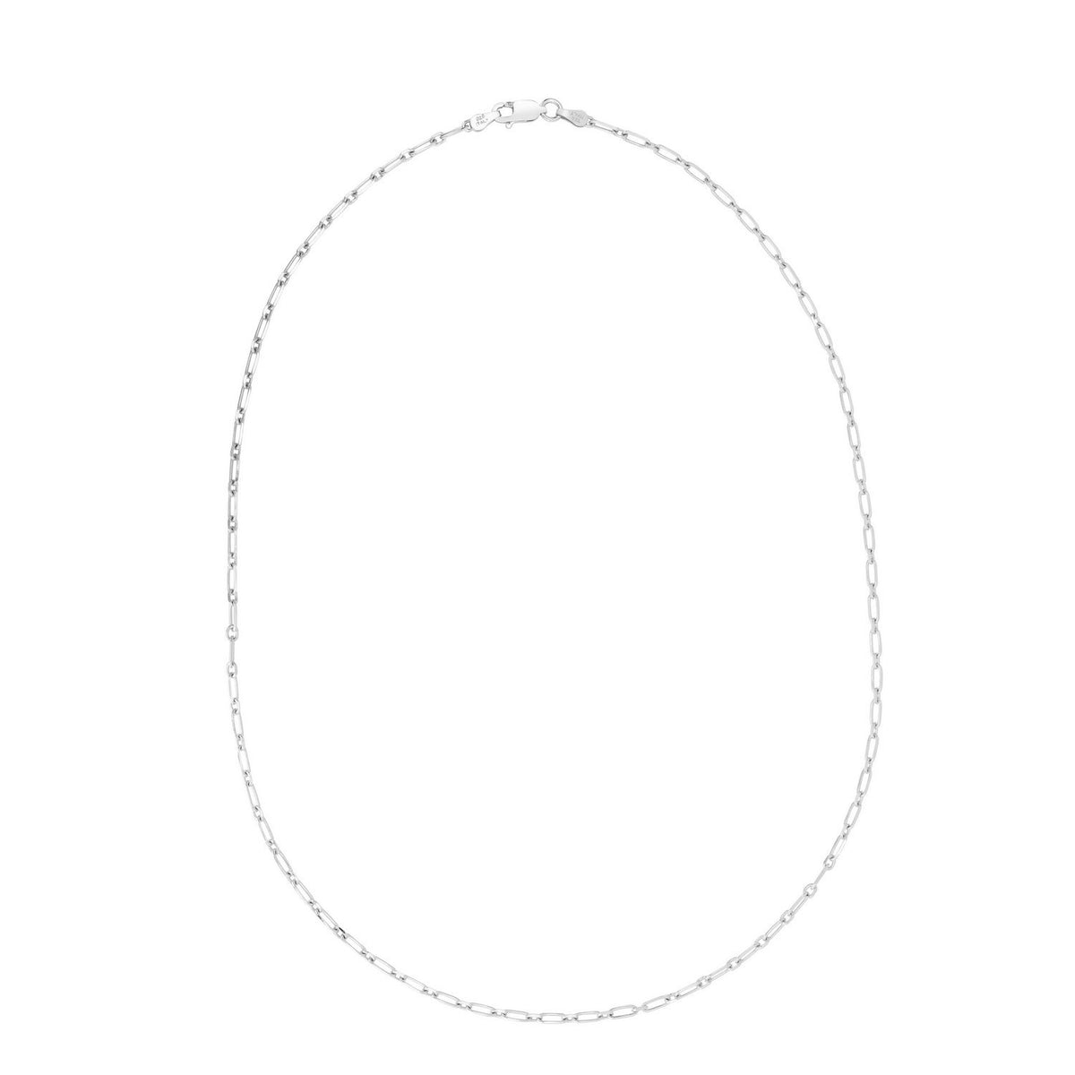 Sterling Silver Rhodium Plated Petite Alternating Paperclip Chain (2.30 mm)