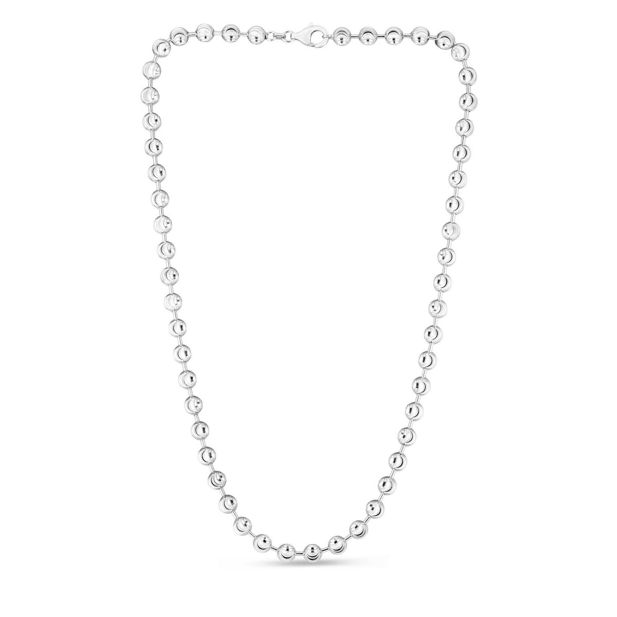 Sterling Silver Rhodium Plated Moon Cut Bead Chain (6.00 mm)