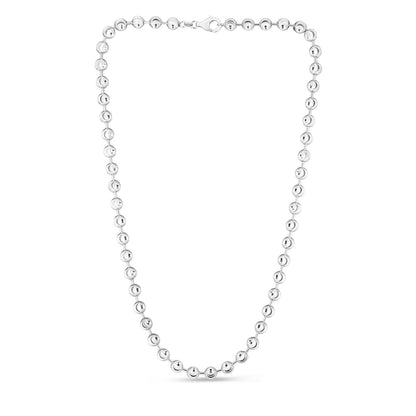 Sterling Silver Rhodium Plated Moon Cut Bead Chain (6.00 mm)