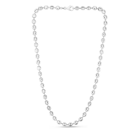Sterling Silver Rhodium Plated Moon Cut Bead Chain (6.00 mm)