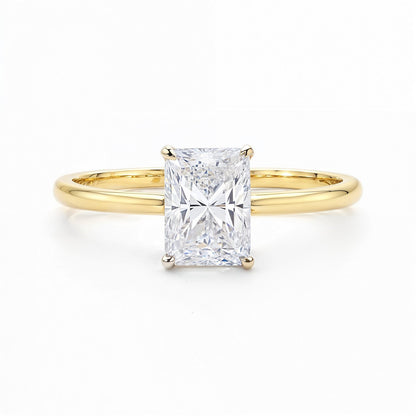 1.50Ct Radiant Lab Grown IGI G/VS1 Diamond Ring in 14K Yellow Gold