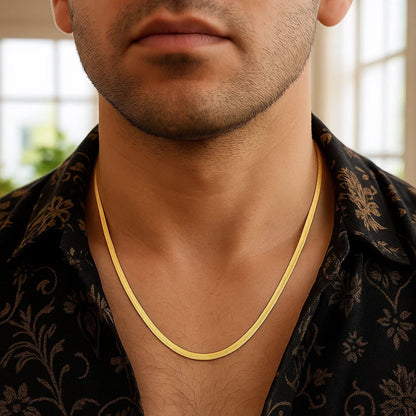 Sterling Silver Yellow Gold Plated Imperial Herringbone Chain (2.70 mm)