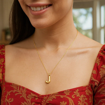 14K Yellow Gold Helium Initial J Pendant