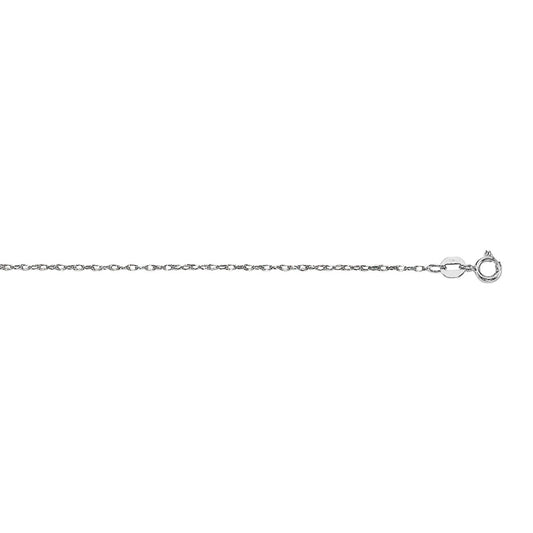 14k White Gold Machine Rope Chain (0.85 mm)