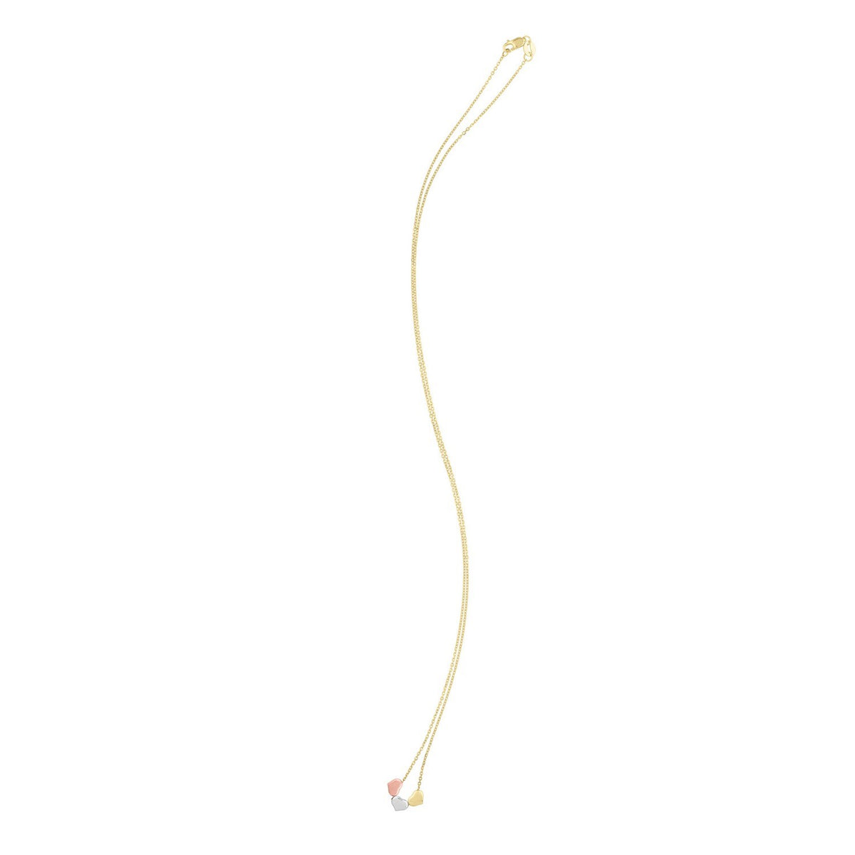 14K Tri Color Gold Triple Heart Necklace