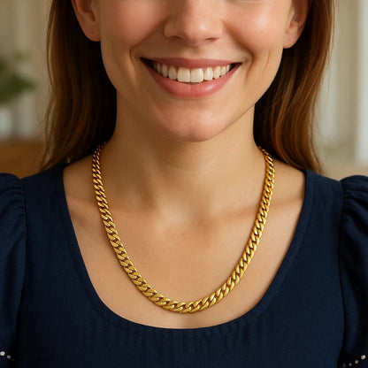 Sterling Silver Yellow Gold Plated Miami Cuban Chain (7.00 mm)