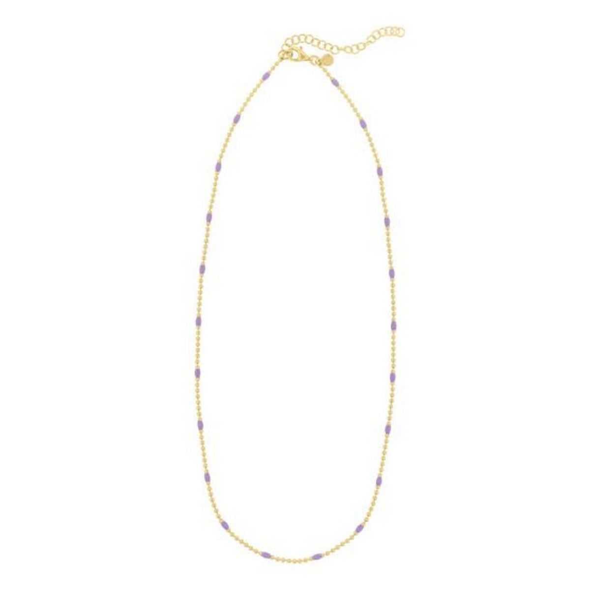 Sterling Silver Gold Plated Purple Enamel Beaded Necklace