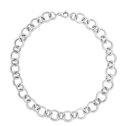 Sterling Silver Rhodium Plated Round Link Bracelet