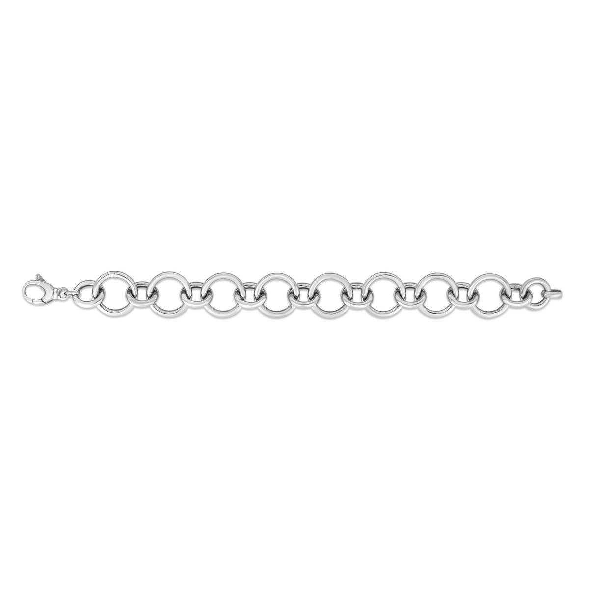 Sterling Silver Rhodium Plated Round Link Bracelet