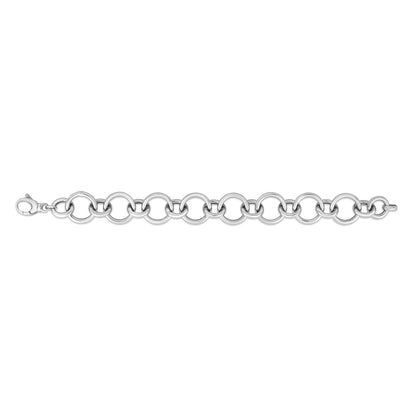 Sterling Silver Rhodium Plated Round Link Bracelet