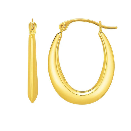 10K Yellow Gold Graduated Oval Light Weight Hoop Earrings