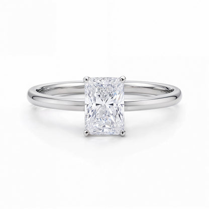 1 Carat Radiant Lab Grown IGI G/VS1 Diamond Solitaire Ring in 14K White Gold