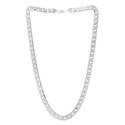 Sterling Silver Rhodium Plated Flat Miami Cuban Chain (9.30 mm)