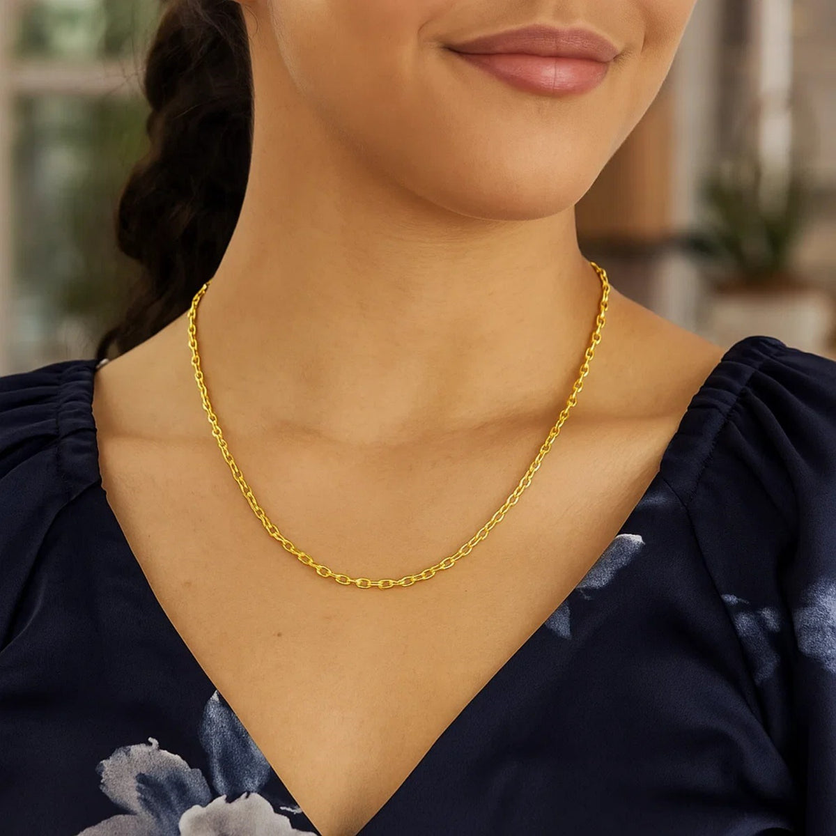 Sterling Silver Gold Plated French Cable Chain (2.80 mm)