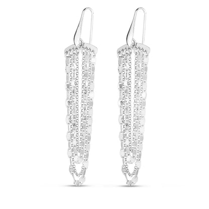Sterling Silver Multi Strand Chain Drop Chandelier Earrings