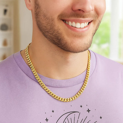 Sterling Silver Yellow Gold Plated Miami Cuban Chain (6.30 mm)