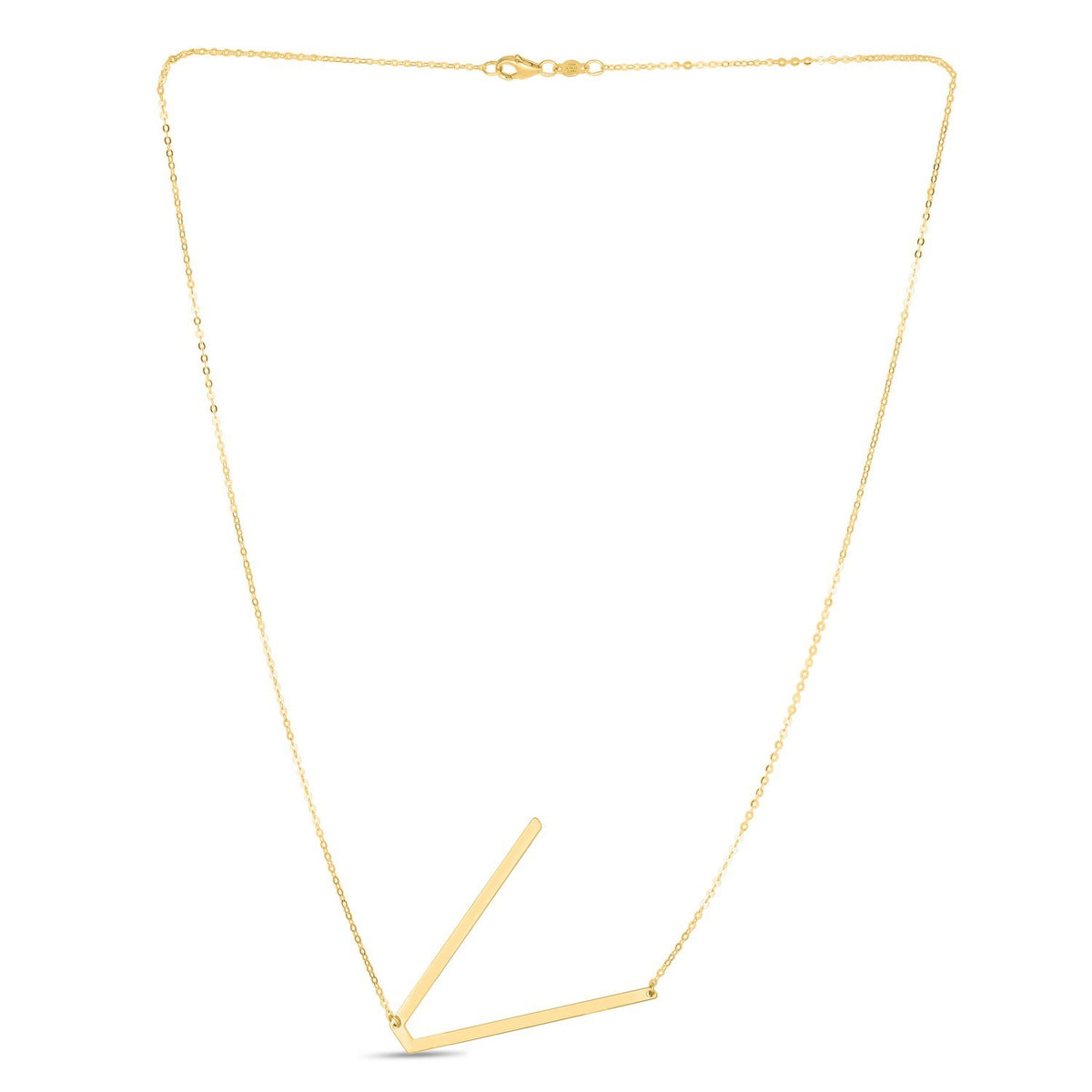 14K Yellow Gold Yours Truly Large Initial V Necklace