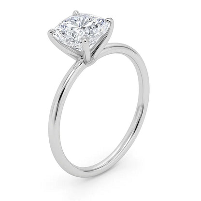 2 Carat Cushion Lab Grown IGI G/VS1 Diamond Solitaire Ring in 10K White Gold