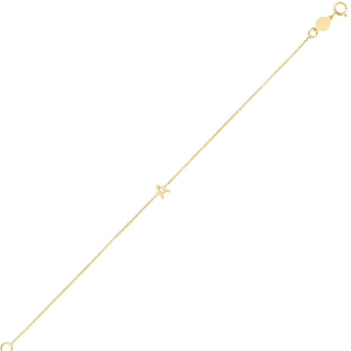 14K Yellow Gold Mini Initial A Bracelet