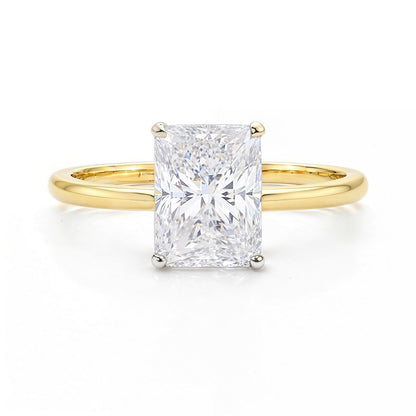 3 Carat Radiant Lab Grown IGI G/VS1 Diamond Solitaire Ring in 10K Yellow Gold