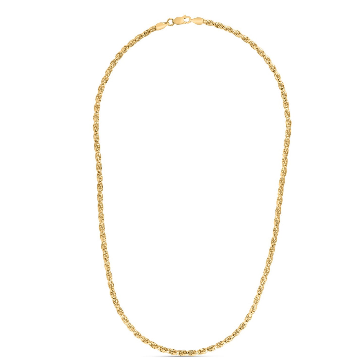 Sterling Silver Yellow Gold Plated Diamond Cut Royal Rope Chain (3.60 mm)