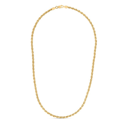 Sterling Silver Yellow Gold Plated Diamond Cut Royal Rope Chain (3.60 mm)