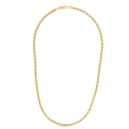 Sterling Silver Yellow Gold Plated Diamond Cut Royal Rope Chain (3.60 mm)