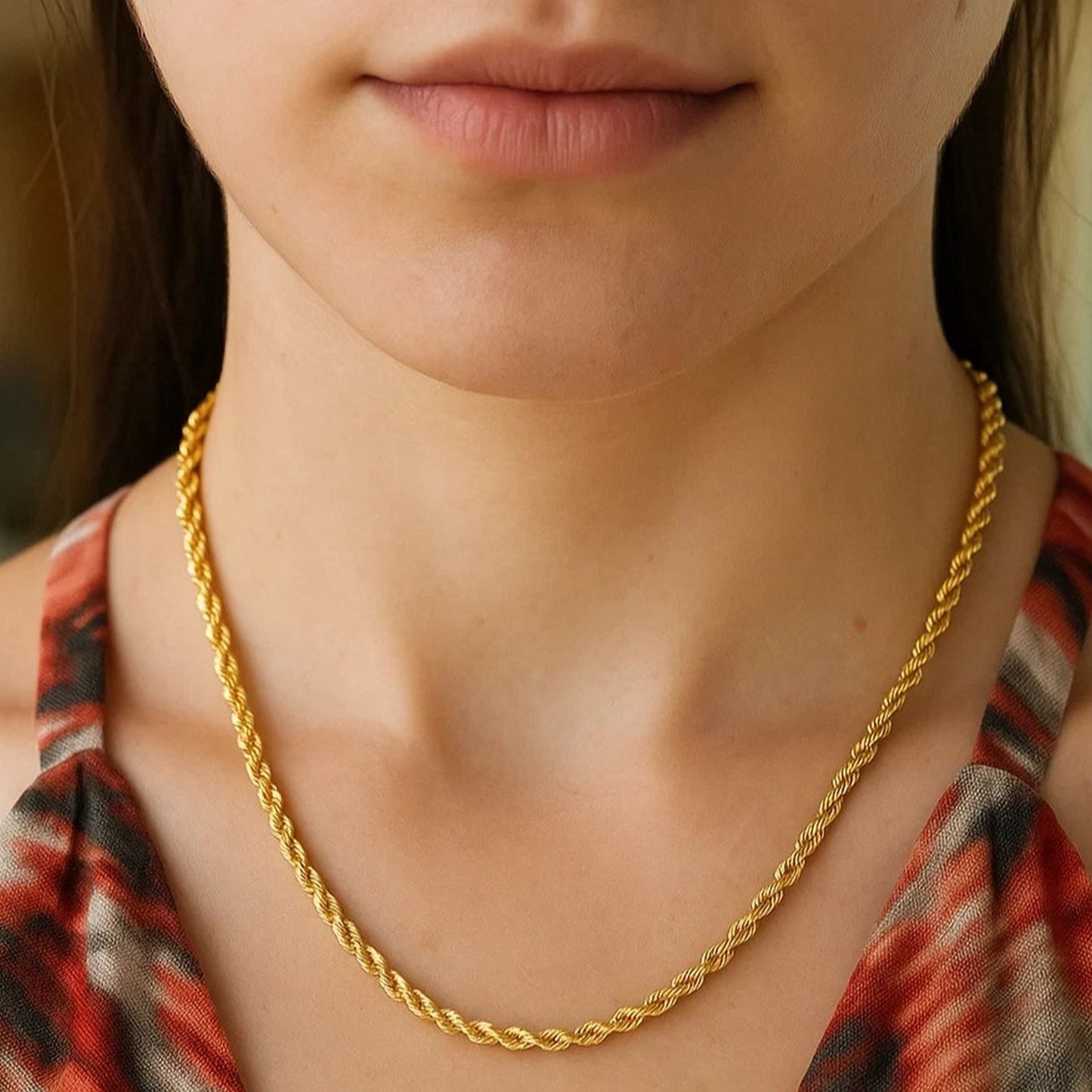 Sterling Silver Yellow Gold Plated Diamond Cut Royal Rope Chain (3.60 mm)