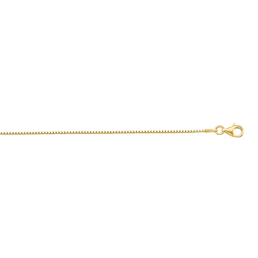 Sterling Silver Yellow Gold Plated Classic Box Chain (1.10 mm)