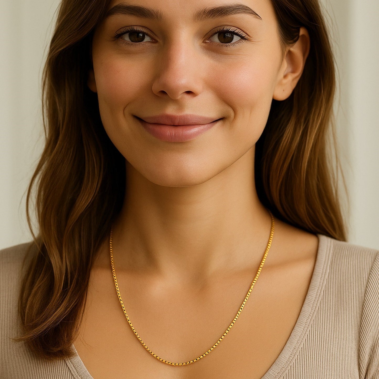 Sterling Silver Yellow Gold Plated Classic Box Chain (1.10 mm)