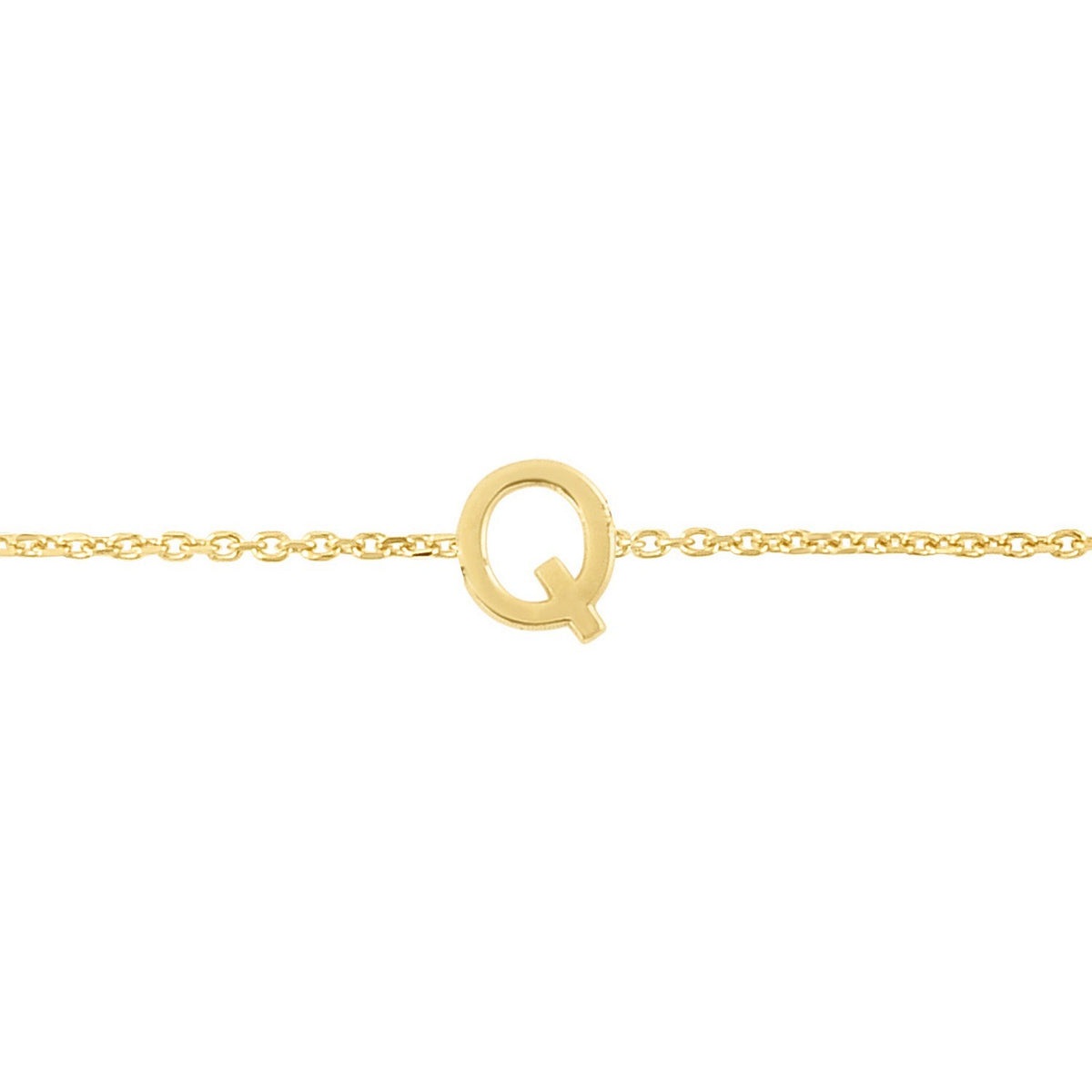 14K Yellow Gold Mini Initial Q Bracelet