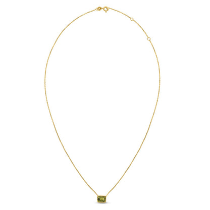 14K Yellow Gold Emerald Cut Peridot Necklace