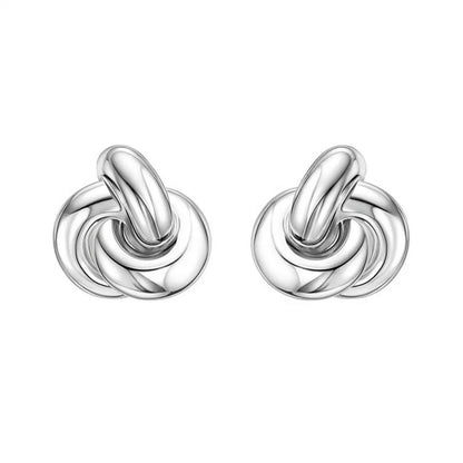 Sterling Silver Puffed Love Knot Stud Earrings