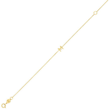 14K Yellow Gold Mini Initial M Bracelet
