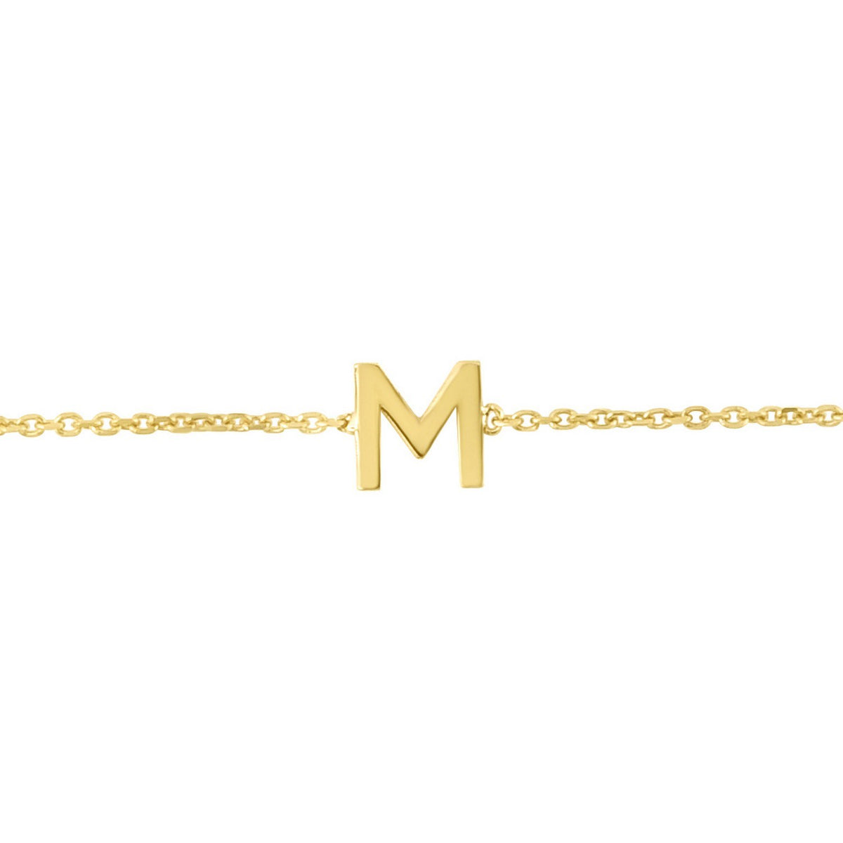 14K Yellow Gold Mini Initial M Bracelet
