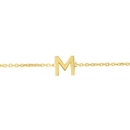 14K Yellow Gold Mini Initial M Bracelet
