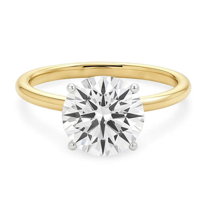 3 Carat Round Lab Grown IGI G/VS1 Diamond Solitaire Ring in 10K Yellow Gold