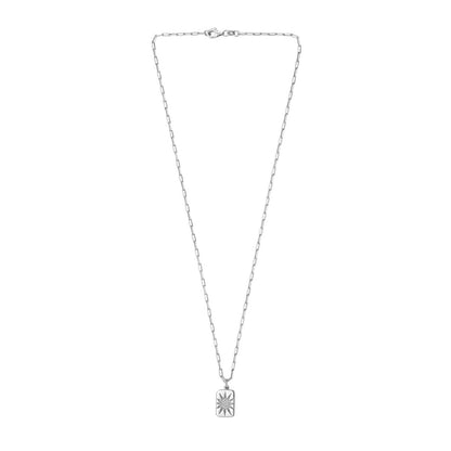 Sterling Silver Rhodium Plated Cubic Zirconia Starburst Locket Necklace