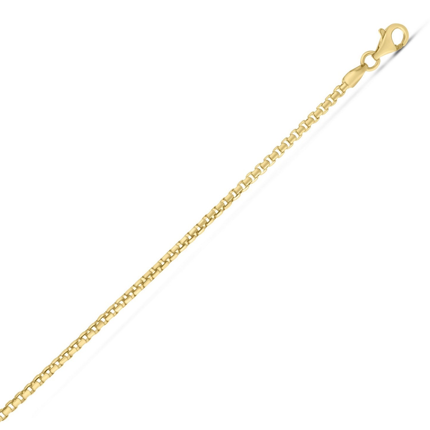 Sterling Silver Yellow Gold Plated Round Box Chain (2.10 mm)